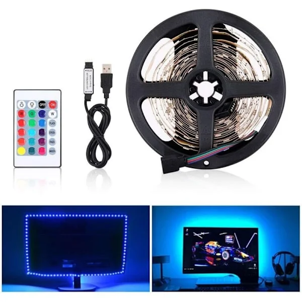 USB LED-ljuslist, 5050 RGB 12V DC, Dekorativ LED-list för inomhusbruk för TV-bakgrunder, RGB LED TV-ljuslist (5M 150LED)