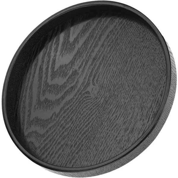 Rund bricka Dekorativ bricka Svart trä Rund form Massivt trä Te Kaffe Snack Mat Måltid Serveringsbricka Tallrik Restaurangbrickor 30 cm (30 cm)