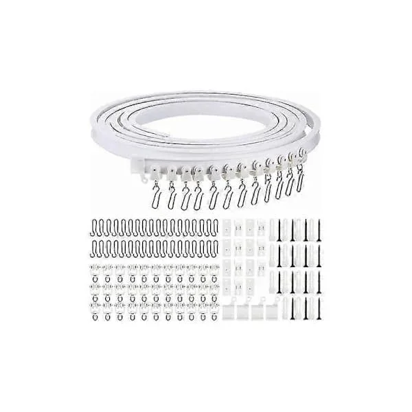 Meter Sammenleggbar Tak Buet Gardinskinne Fleksibel Buet Gardinskinne Myk Gardinskinne for Gardinskinne med Metall Gardinkroker, Romdeler