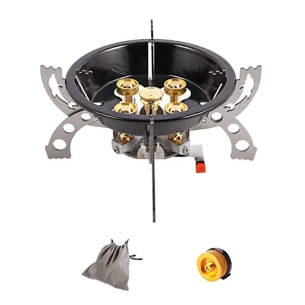 Camping Stove Utendørs Kraftig Kokeapparat Camping Grill Bærbar Vindtett Rustfritt Stål Sammenleggbar Kokeapparat