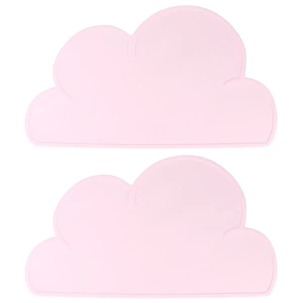 2 stk. Barn Skyformet Spisebrikke Silikon Vanntett Varmeisolasjon Matingsplate Spisebrikke Rosa