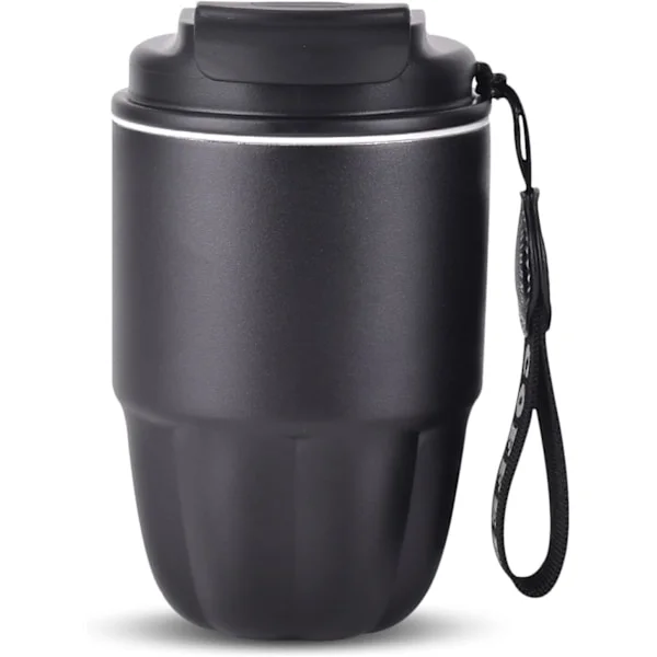 Kaffetermos, Mini Isolerad Kaffemugg, Rostfritt Stål Foder + Dubbel Pip för Drickande, Läcksäker, 320ml