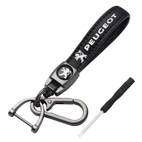 Äkta läder bil logo nyckelring kompatibel med PEUGEOT nyckelring läder nyckelring lämplig för kvinnor och män PEUGEOT tillbehör_xx