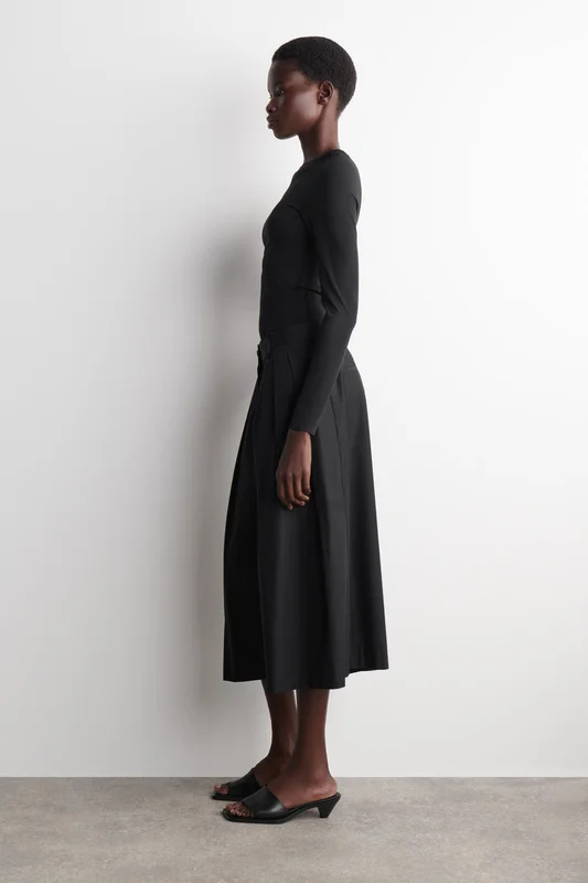 COS Pleated Cotton Culottes in Black - Women