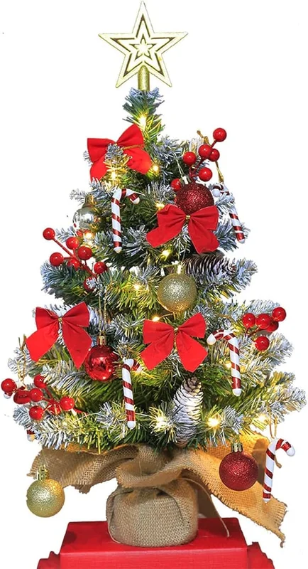 60 cm lite LED-belyst juletre, DIY-dekorert juletre, juletre for bordplate, for juledekorasjon