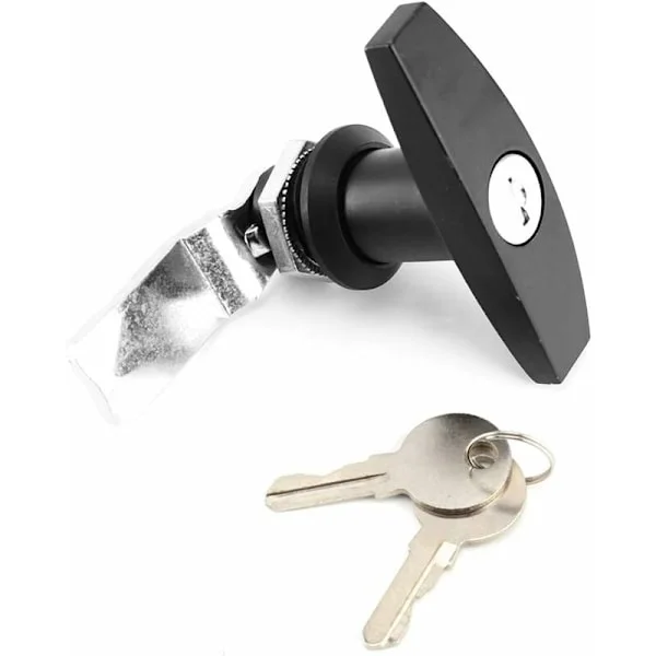 Vippe Garageport Håndtag Garageport Lås Håndtag Sæt T-Håndtag Lås, Bagmonteret T-Håndtag Lås Værktøjskasse Garageport Lås med Nøgle Sort