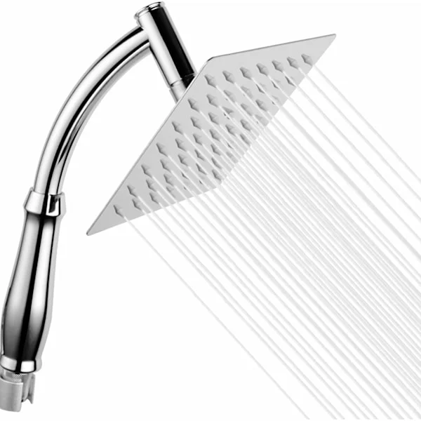 Powerful Rain Shower Head - High Pressure Rain Shower Heads - Large Square Waterfall Shower Head with Chrome Finish - Universal Shower Accessories