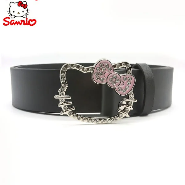 Belt för kvinnor i stora storlekar med Hello Kitty-kristallspänne och nitar, lämplig för klänningar