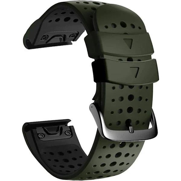 Quickfit 26mm Silikon Mjuk Sport Vattentät Andningsbar Armband för Garmin Fenix 5X Plus, Fenix 6X Pro/Sapphire, Enduro, Tactix Bravo (D)