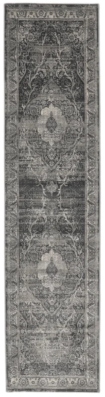 Medallón Jacinda Gris Carbón Alfombra De Pasillo Pequeño Oeko-Tex