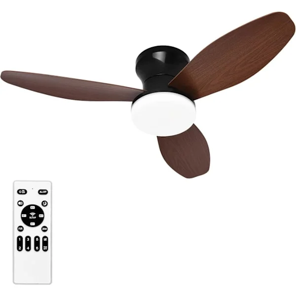 Takfläkt 65/88 cm med LED-lampa, tyst takfläkt med fjärrkontroll och justerbar färgtemperatur