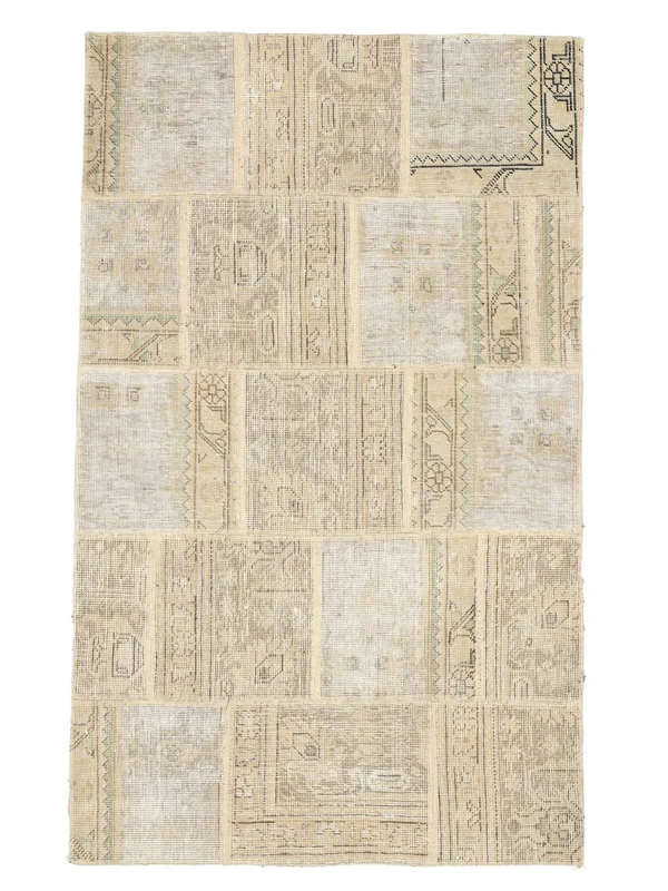 Patchwork Rug Modern Beige/Orange (Wool, )