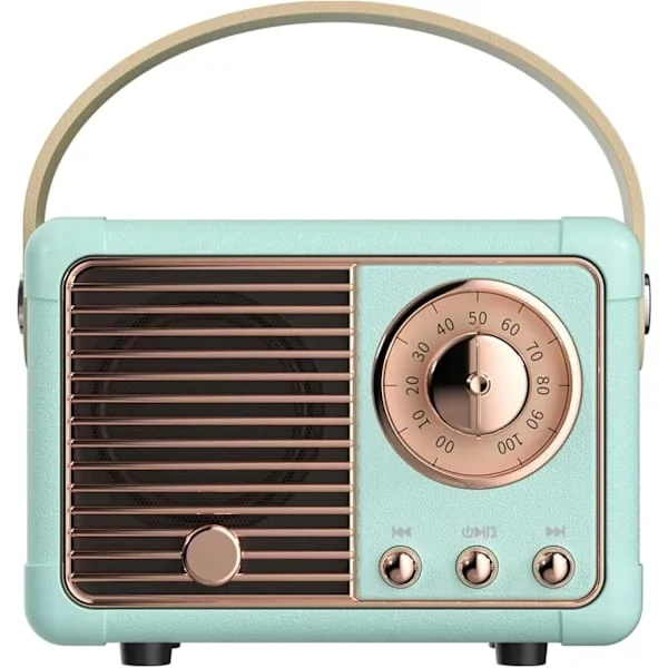 Vintage Retro Bluetooth Højttaler Trådløs Mini Højttaler Blå Højttaler med Krystalklar Stereolyd Rig Bas Retro Bærbar Højttaler