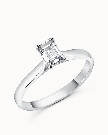 Solitaire Ring Andréa 950 Platinum 0.3 Carat Natural Diamond - Emerald-Cut Diamond - Engagement Rings & Wedding Rings from Vanbruun