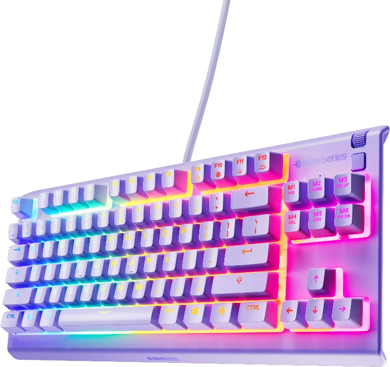 SteelSeries Apex 3 TKL Lavender - Tyst gamingtangentbord som är vatten- och dammtåligt