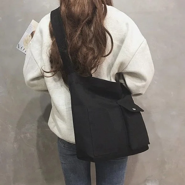 Dam Tote Bag Canvas Handbags Shoulder Bag BLACK black