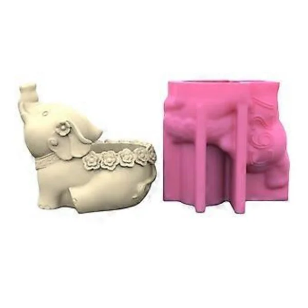 DIY Silikonimuotti mehikasveille Istutusruukku Luo ainutlaatuisia kukkaruukkuja Kasviteline 3D Elefantti Kynttilänjalka Kipsimuotti