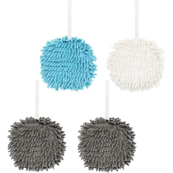 4 Chenillehåndklær Ballformede Håndklær Korall Mikrofiber Vannabsorberende Myke Håndklær