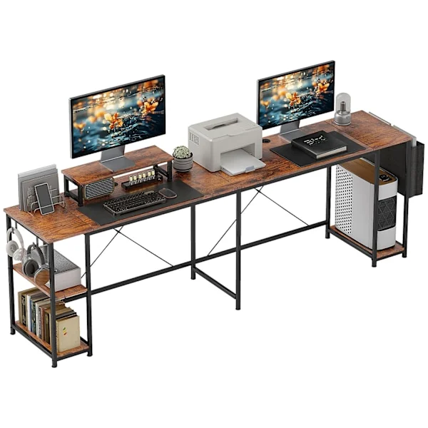 L-format skrivbord 168 x 120 cm hörnskrivbord med förvaringsfack, förvaringsväska, vändbart datorbord med bildskärmsstativ, spelbord för kontor, hemma
