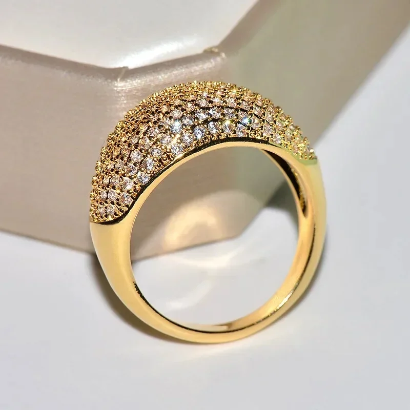 AliExpress - Echte 18k Gold Ringe für Frauen Luxus Voller Diamanten Edlen Schmuck Hochzeitstag Party für Freundin & Frau Geschenk bijoux Femme