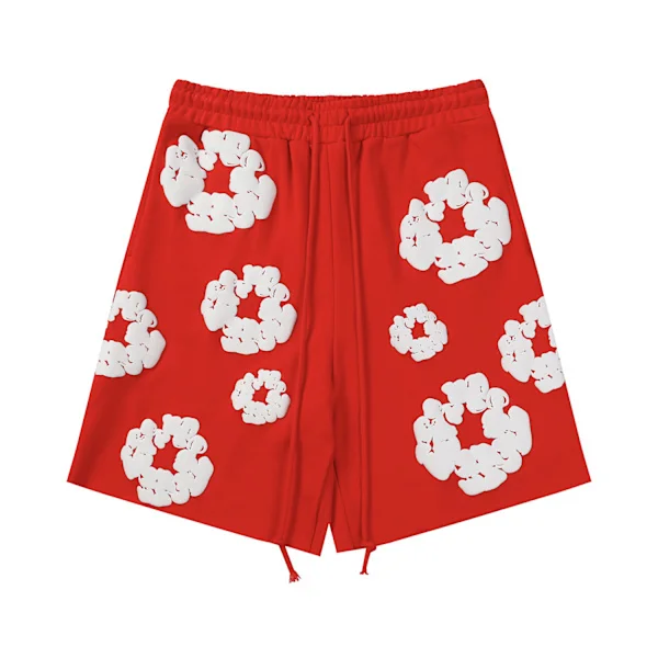 Denim Tears Shorts för män och kvinnor, Street Style Hip Hop Casual, Röd XXL