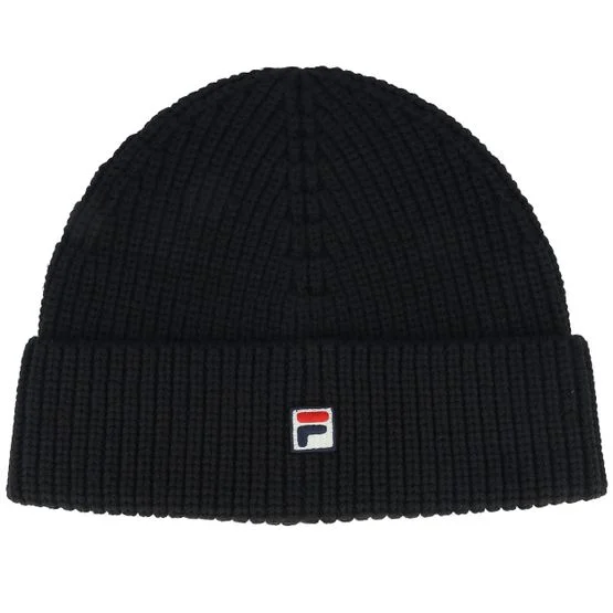 Fila - Černá shortbeanie Beanie - Biella Fisherman Logo Beanie Black Short Beanie @ Hatstore