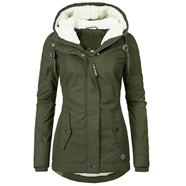 Insulated Hooded Winter Coat, Waterproof Fleece Lined Jacket for Women - Green Green Green S