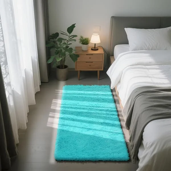 Tealblått teppe, myke tepper, 60x120 cm teal tepper til soverom, myk søt baby lekematte, innendørs gulvteppe for tenåring, barnerom, preppy hybel, 