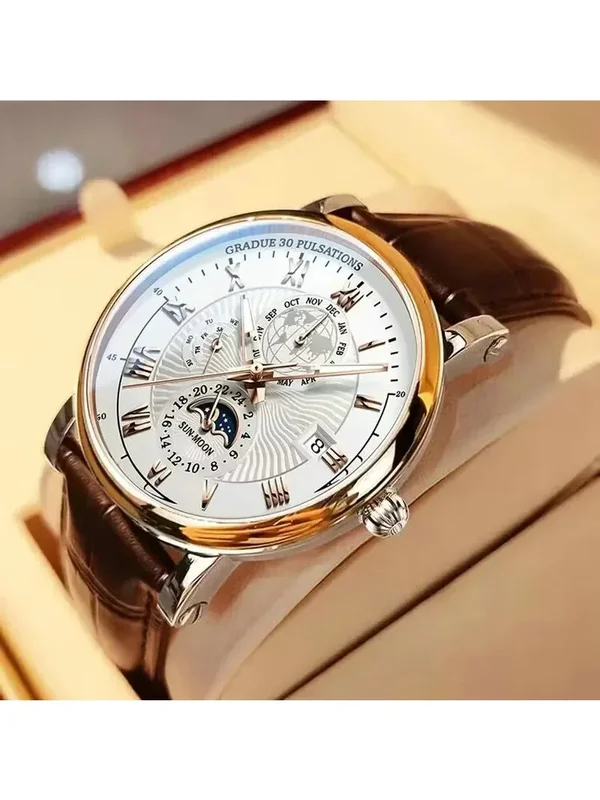 AliExpress - 2024 mode hommes montre haut tendance luxe Sport montre pour homme étanche lumineux en cuir Date montres à Quartz homme horloge