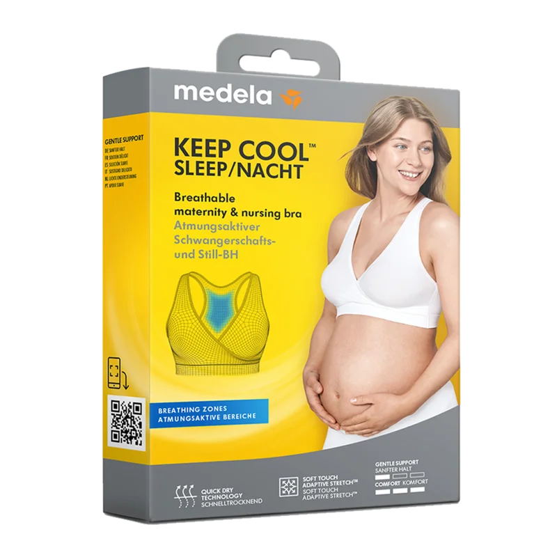 Medela Keep Cool Natt amme-BH, hvit størrelse M, 1 stk