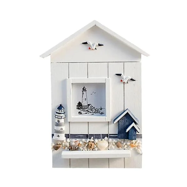 Stylish Wooden Key Cabinet, Nautical Style, Wooden Key Holder, Storage Box, CabinetBY White