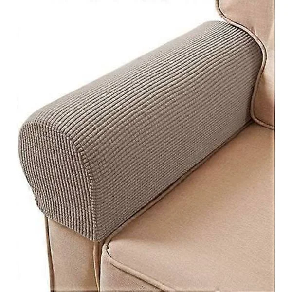 Soffarmstödsskydd för fåtöljer, soffor, halkfria fåtöljer, 2 st/set armstödsskydd stretchiga stolssoffskydd stretchpassform (sand)