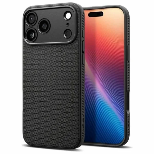 Skal i silikon - SPIGEN - Liquid Air - iPhone 17 Pro Max - Svart - Stötskydd - Tunn design