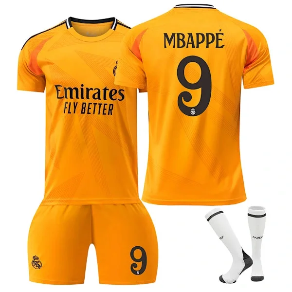 Real Madrid Mbappe Nr. 9 Fodboldtrøje Børn, Størrelse 24-25, Fodbold Sæt Nr. 9 Mbappe 26