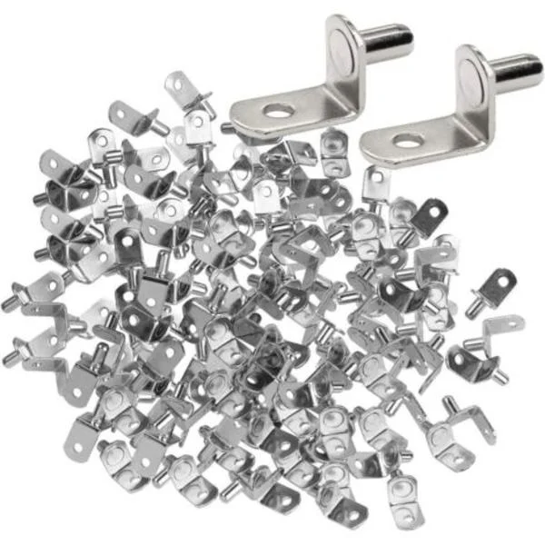 50 st 6 mm nickelpläterade metallhyllstöd L-formade fästen för trä- eller glashyllor för möbler, skåp, bokhyllor
