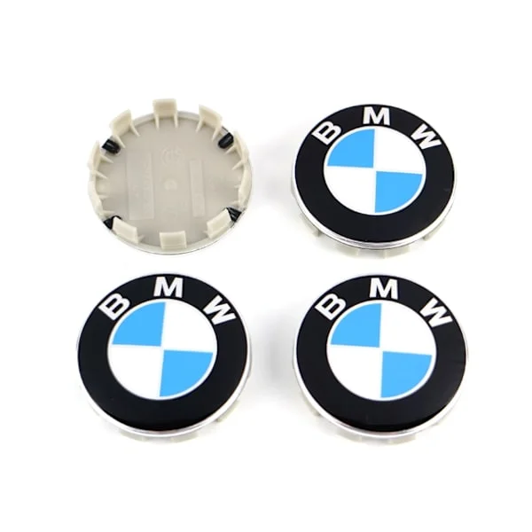 BMW centrumkåpor till fälgarna 68mm passar 65mm hål 4-pack blåvita