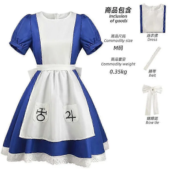 Alice Madness Returns Alice Anime Cosplay Kostume Stuepige Forklæde Kjole Spil Halloween Fest Uniform Disfraz Lolita Kjole til Kvinder