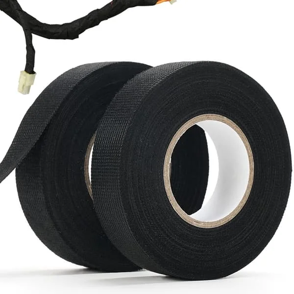 Varmebestandig kabeltape, elektrisk tape, isolerende tape av acetatvev, selvklebende tape for ledningsnett, bilkabeltape, 2 stk 10m*9mm