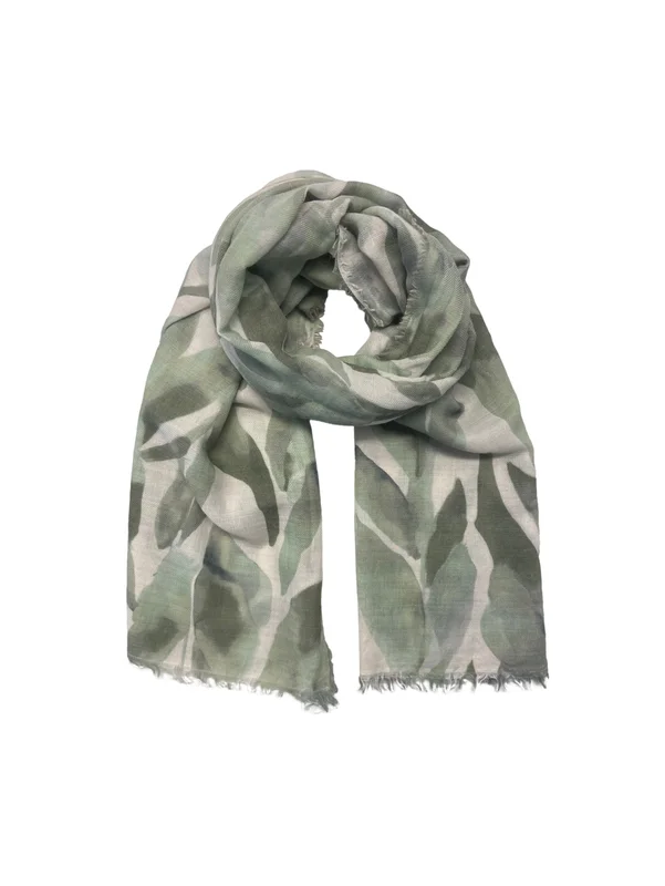 MATCH - Skjerf med blomster - Intex - Str. ONESIZE - Dame - Tilbehør - Grønn - 52% polyester, 36% ull, og 12% viscose