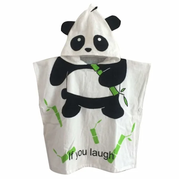 Hettehåndkle for barn, bomullshette, badehåndkle/strandponcho, Panda