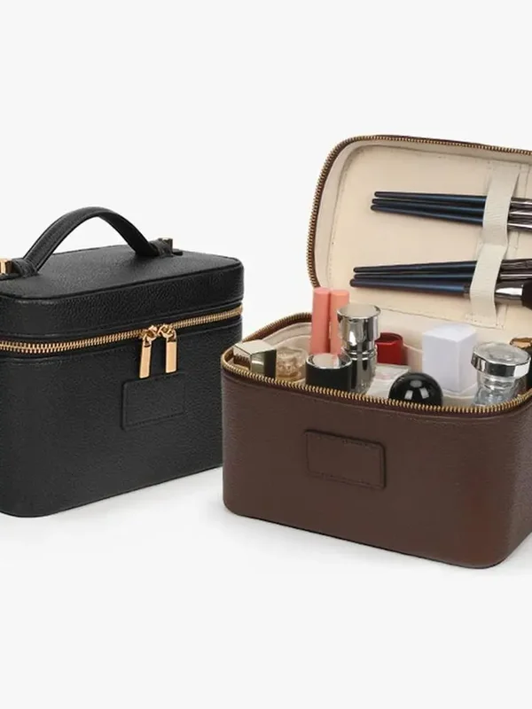 AliExpress - Make-up-Tasche aus PU-Leder, quadratische Form, wasserdichte Kulturtasche, großes Fassungsvermögen, herausnehmbarer Trenner, Kamera-