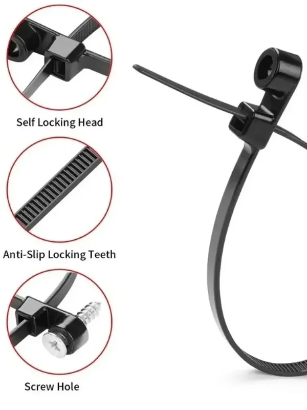 AliExpress - 500/100 Stück Kabelbinder mit Schraubenloch, wiederverwendbar, feste Nylon-Kabelbinder, selbstsichernde Kabelbinder, Riemen, 