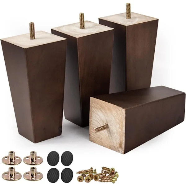 Solid Wood Furniture Legs, 4 Pcs. Mid-Century Modern Pyramid Shaped Wooden Legs as Replacement Feet, Sofa Legs [DB] 10m