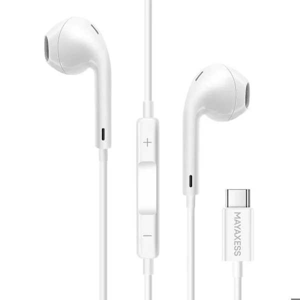 Trådade Hörlurar - Mayaxess - USB C - Högkvalitativ Högtalare - Inbyggd Mikrofon - Lätt Design