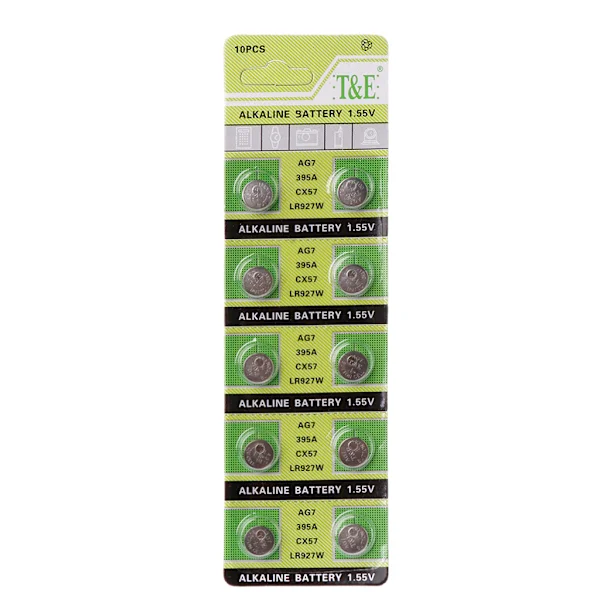 10 stk. Alkaliske batterier AG7 1,55V Knapcelle Ur Batterier LR927 LR57 SR927W 399 GR927 395A Batterier til ur