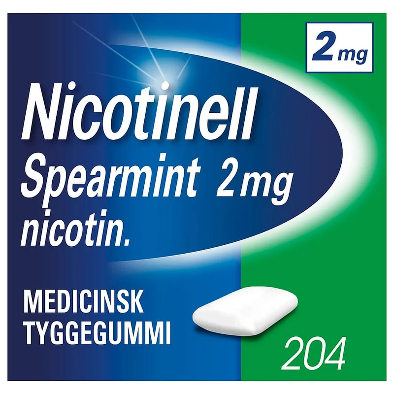 Nicotinell Spearmint Tyggegummi 2 mg 204 stk, Medicin & Pleje, Rygestop, Nikotintyggegummi