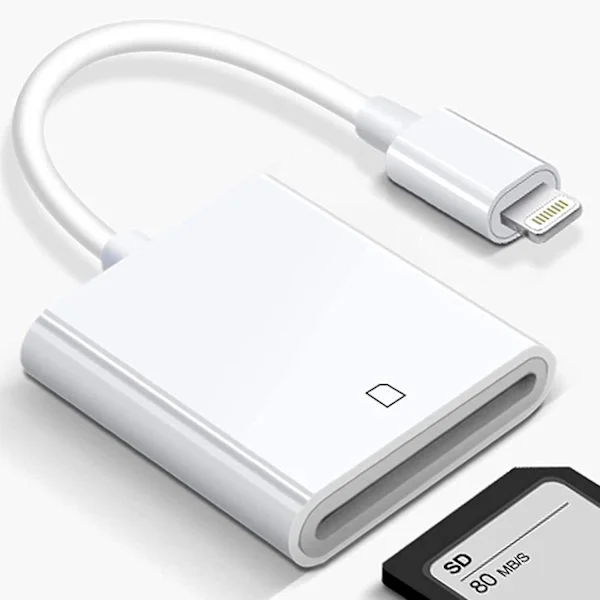 Apple Lightning til SD-kort kamera læseradapter til iPhone iPad kamera spor spil kamera kort seer læser til iPhone Mini, ingen app nødvendig - plug 
