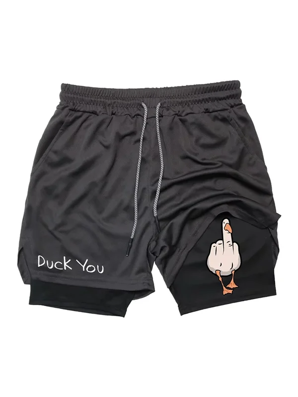 AliExpress - Cartoon Ente Druck männer Shorts Sommer Doppel Schicht Brief Drucken Schnell Trocknend Hosen Fitness Trainingsanzug Strand Kurze Hosen 