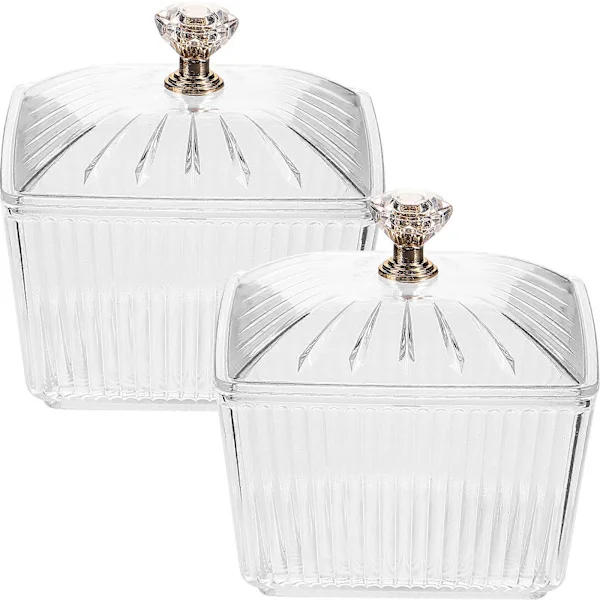 2 pcs Candy Jars Sugar Bowl Candy Bowl Snack Bowl Cookie Container Buffet Storage Container with Lid-FX-