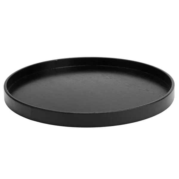 Rundt svart antiskli tebrett i tre, serveringsbord for hjem, butikk, kontor, bar (svart 27 cm)